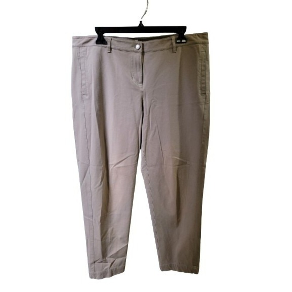 NWOT Eileen Fisher L Stretch Flat Front Khaki Pants Stretch 119112